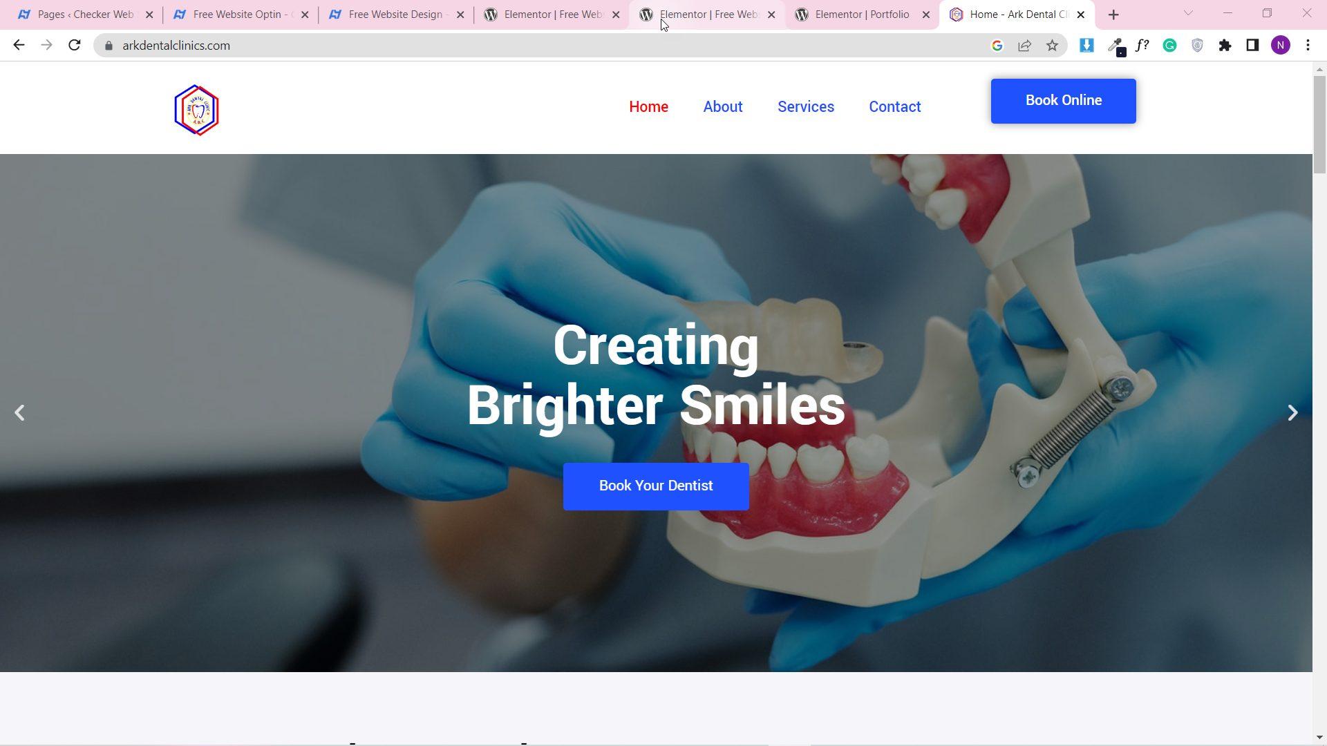 Ark Dental Clinics website