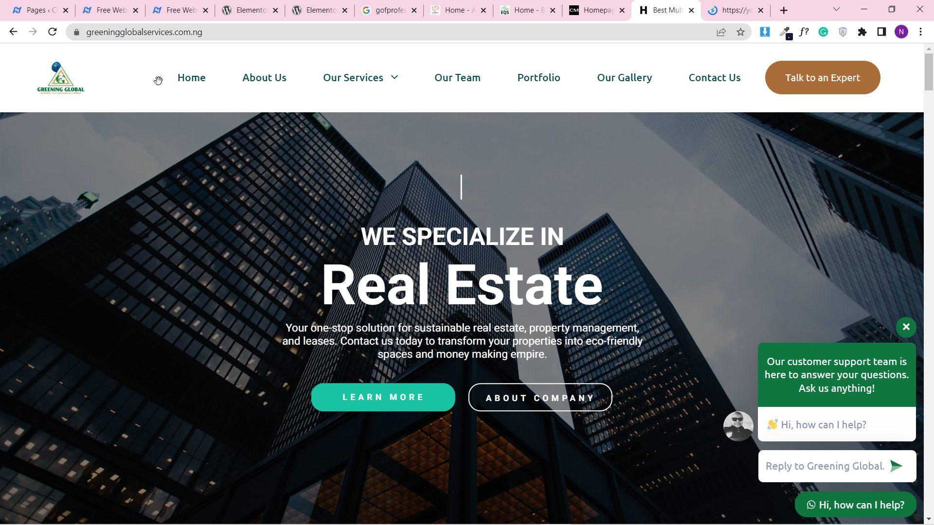Greening Global Services website