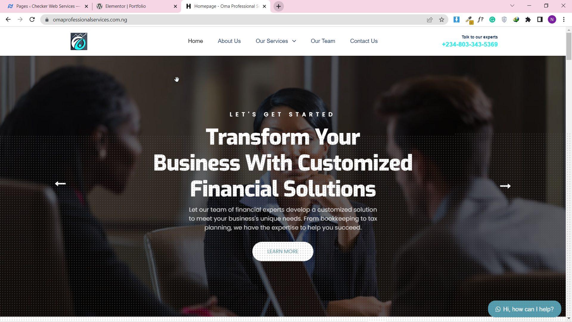 Oma Professional Services website